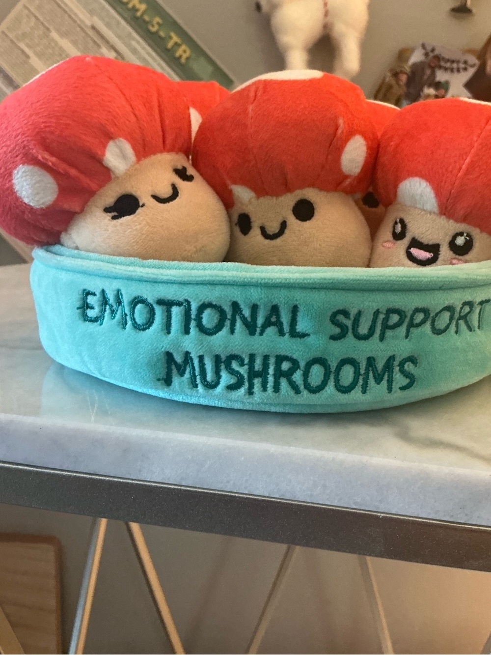 Emotional Support Mushrooms Plush Trio - Red & Teal